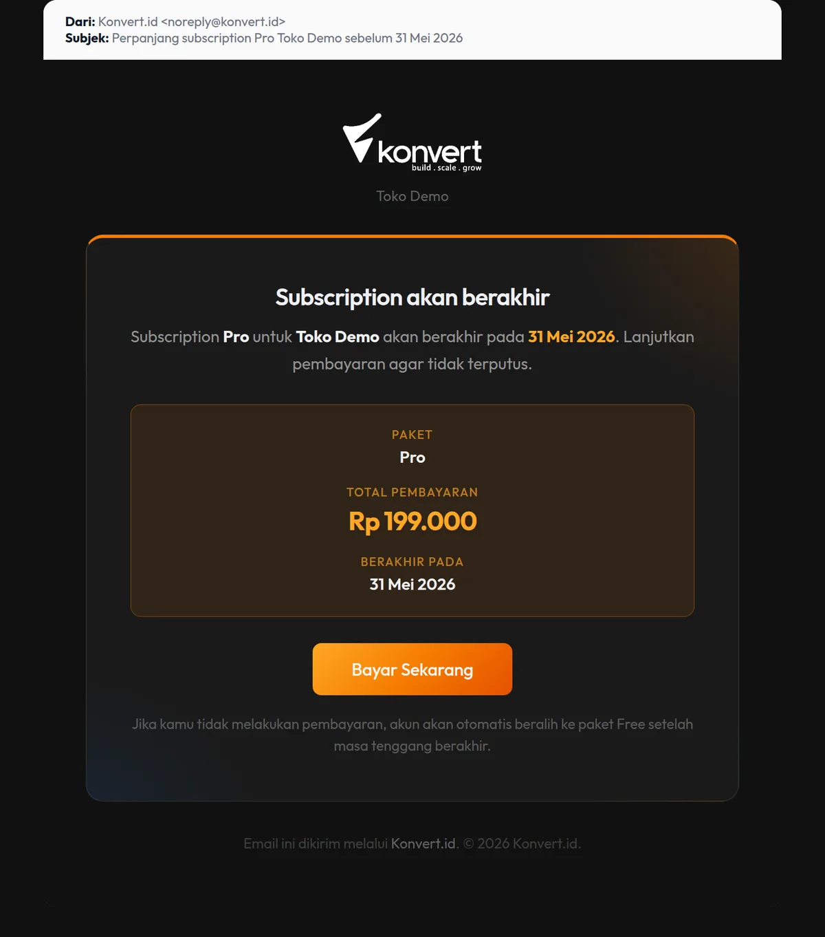 Email renewal reminder